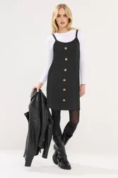 Women's Petite Button Front Sleeveless Dress in Black Size: 14 - Black - Size: 14