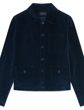 Chaqueta de mujer en terciopelo de corte recto - Caroll - FashionsVida