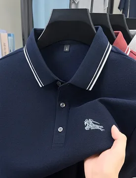 Embroidery Men Polo Shirt Summer, Minimalist Line Design Neckline, Short Sleeve Button Collar Shirt For Men Street Style - Aliexpress - FashionsVida