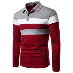 Men's Long SleevePOLOShirt3Color Block StitchingTShirt2025New Casual FashionPoloTT-shirt Fashion