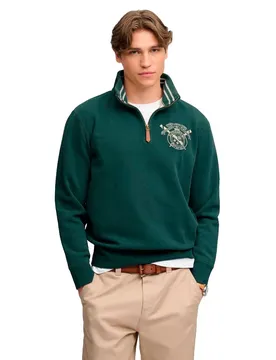 Felpa Con Mezza Zip Gothic Varsity Enamel Green M
