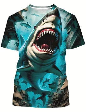 Fashion Sea Animal Shark 3D Print T Shirts Streetwear Men Harajuku Casual Short Sleeved T Shirt Tees Tops Clothing - Aliexpress - FashionsVida