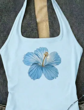 Top casual larga blanca de cuello halter para niñas preadolescentes, tanque de verano ajustado - Shein - FashionsVida