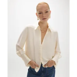 Camisa de mujer regular con espalda plisada