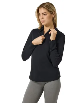Polo A Maniche Lunghe Zip Regular Fit Jet Black L - super.natural - FashionsVida