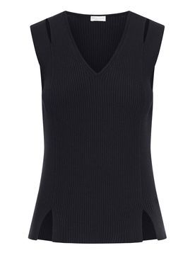 Top senza maniche in maglia a coste verticali