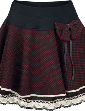 Kurzer Rock - Aya Bow - S bis L - für Damen - Größe L - schwarz/rot - Frauen - female