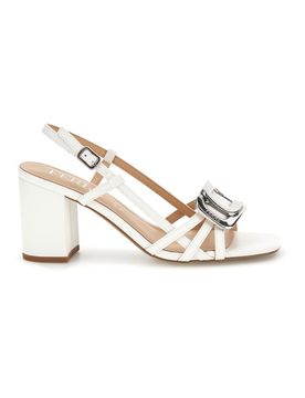 Sandalo bianco con tacco e sottopiede in pelle Ferre F884 38