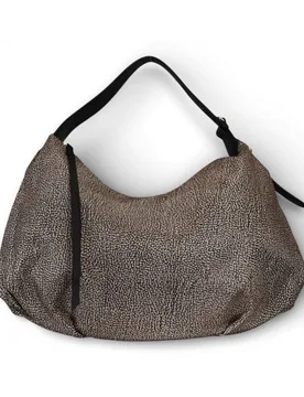 Borsa Hobo M. OP Naturale/Nero - 91010232-AH1-X11 - Borbonese - FashionsVida