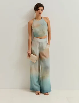 Pantalones de mujer en lyocell de pierna ancha - Lion of Porches - FashionsVida