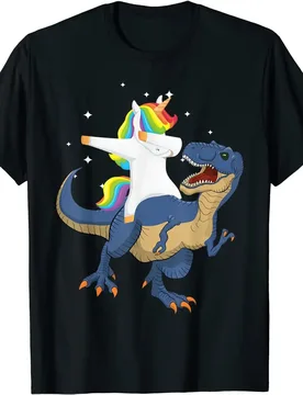 Unicorn riding Tyrannosaurus rex dinosaur fun hip hop gift summer cotton O-neck short sleeve T-shirt - Aliexpress - FashionsVida