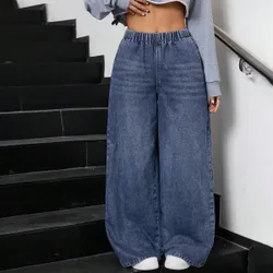 Jeans azules de pierna recta y holgados para adolescentes