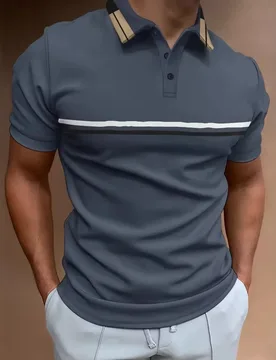 American and Eropean Style Summer New Fashion Men's Button Spliced Striped Turn-down Collar Short Sleeve T-shirts Male Tops - Aliexpress - FashionsVida
