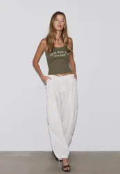 Trägertop mit Spruch Khaki XS