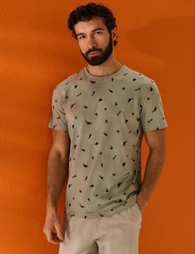 T-shirt in cotone stampato - verde pallido