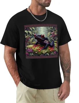 Dark Purple Dart Frog in Mossy Forest T-Shirt Breathable Workout Short Sleeve Top - Aliexpress - FashionsVida