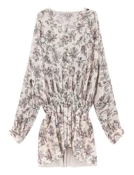 Vestito Corto In Cotone Con Fantasia Floreale