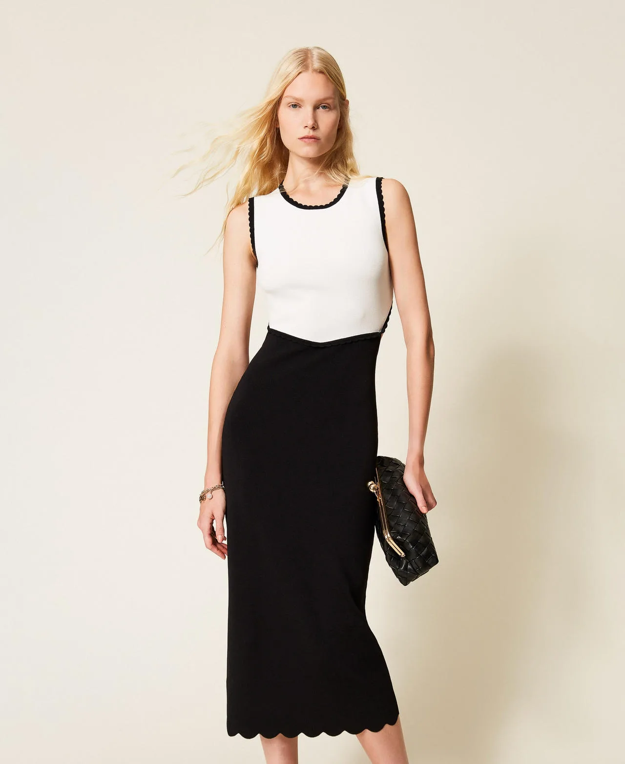 Robe longue en maille bicolore - TWINSET - FashionsVida