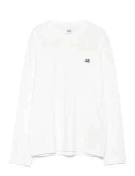 Felpa di cotone a maniche lunghe logo-patch