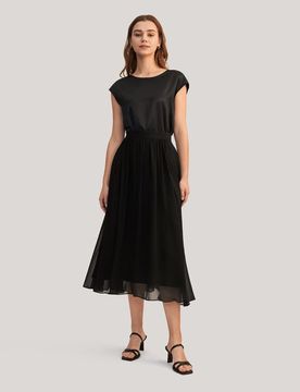 Jupe en Tulle de Soie Double-couche Élégante et Fluide 38