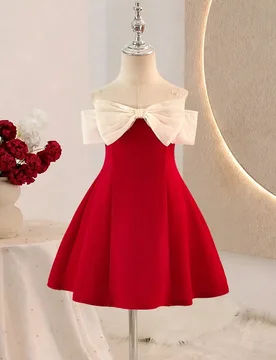 Vestido elegante y lindo con bloques de color y lazo para niña - Shein - FashionsVida