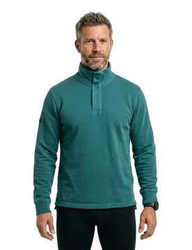 Felpa Cotton Classic Pique Henley Washed Green S