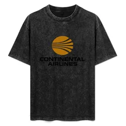 Continental Airlines - Vintage Logo T-Shirt Basic Simple Casual Short Sleeve Tee