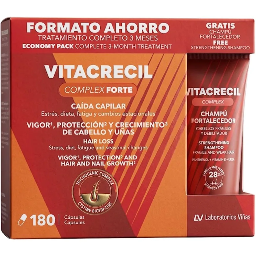 Complemento alimenticio cabello y uñas Vitacrecil Complex Forte 180 cápsulas - Viñas - FashionsVida