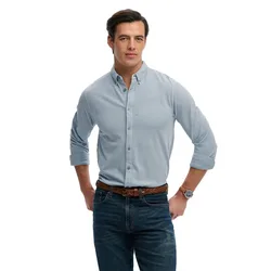 Camicia A Maniche Lunghe Vintage Destroy Pique China Blue XL