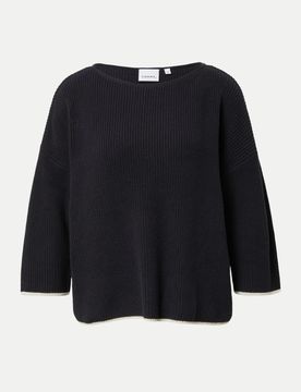 Boxy-Fit Strickpullover Schwarz 34