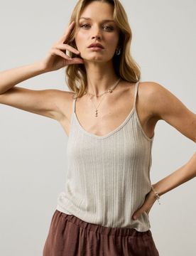 Top con spalline, filo metallizzato e misto viscosa - argento