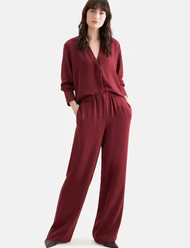 Fließende Hose mit Gummibund und Gürtelschlaufen Rot 36 - Seidensticker - FashionsVida