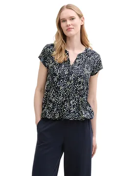Blusa A Maniche Corte 105238 Multicolor Navy Dot Structure 38