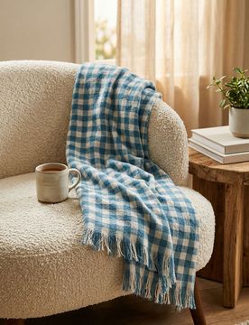 Coperta con frange - indaco