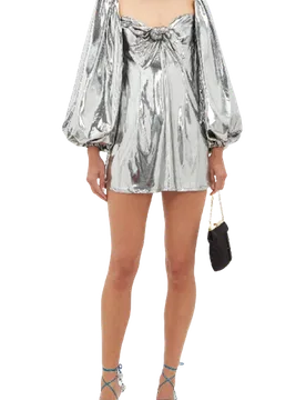 Puff-sleeve Lamé Mini Dress - The Attico - FashionsVida