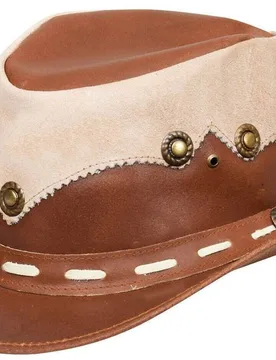 Unisex Australian Western Style Cowboy Outback Real Leather & Suede Aussie Bush Hat in Tan Size: 2XL - Tan - Size: 2XL - Infinity Leather - FashionsVida