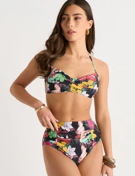 Women's Multi Tropical Floral Twist Front Bikini Top Size: 8 - Multicolor - Size: 8 - Gini London - FashionsVida