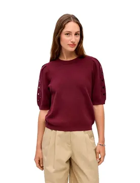 Pull à Manches Courtes Yuki Knit Windsor Wine / Embroidery M