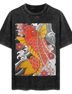Koi x Sakura T-Shirt Simple Graphic Design T-Shirt - Aliexpress - FashionsVida