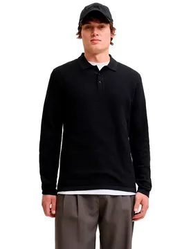 Polo à Manches Longues Austin Black 2XL - Jack & jones - FashionsVida