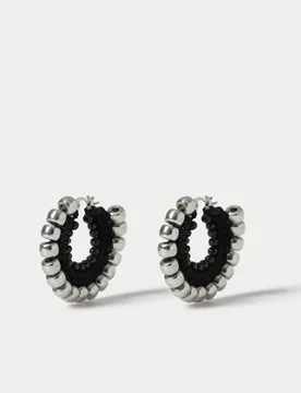 Wrapped Sphere Hoop Earring Silver Mix female - M&S - FashionsVida