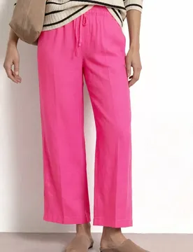 Wide Leg Hose im Loose Fit aus Leinen female Pink