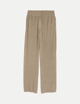 Wide- Leg Hose mit elastischem Bund Beige 40/30