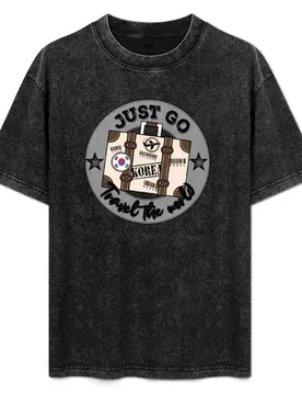Vintage Suitcase Just Go Travel The World Korea flag T-Shirt - Aliexpress - FashionsVida