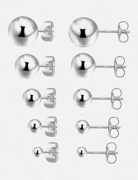 Pendientes de bola redonda de plata de ley 925, juego de pendientes mini hipoalergénicos unisex, disponibles en múltiples tamaños: 1,5 mm, 2 mm, 2,