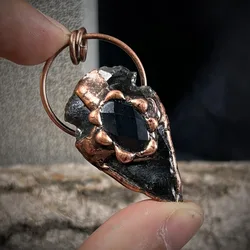 YEEVAA Natural Black Crystal Stone Pendant Vintage Style DIY Jewelry Making Accessory