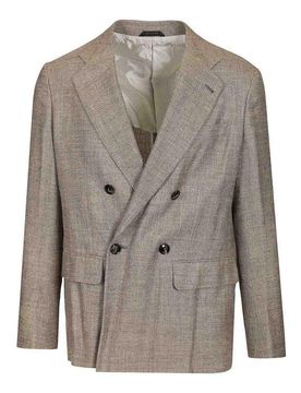 Blazer Doppiopetto In Misto Lino