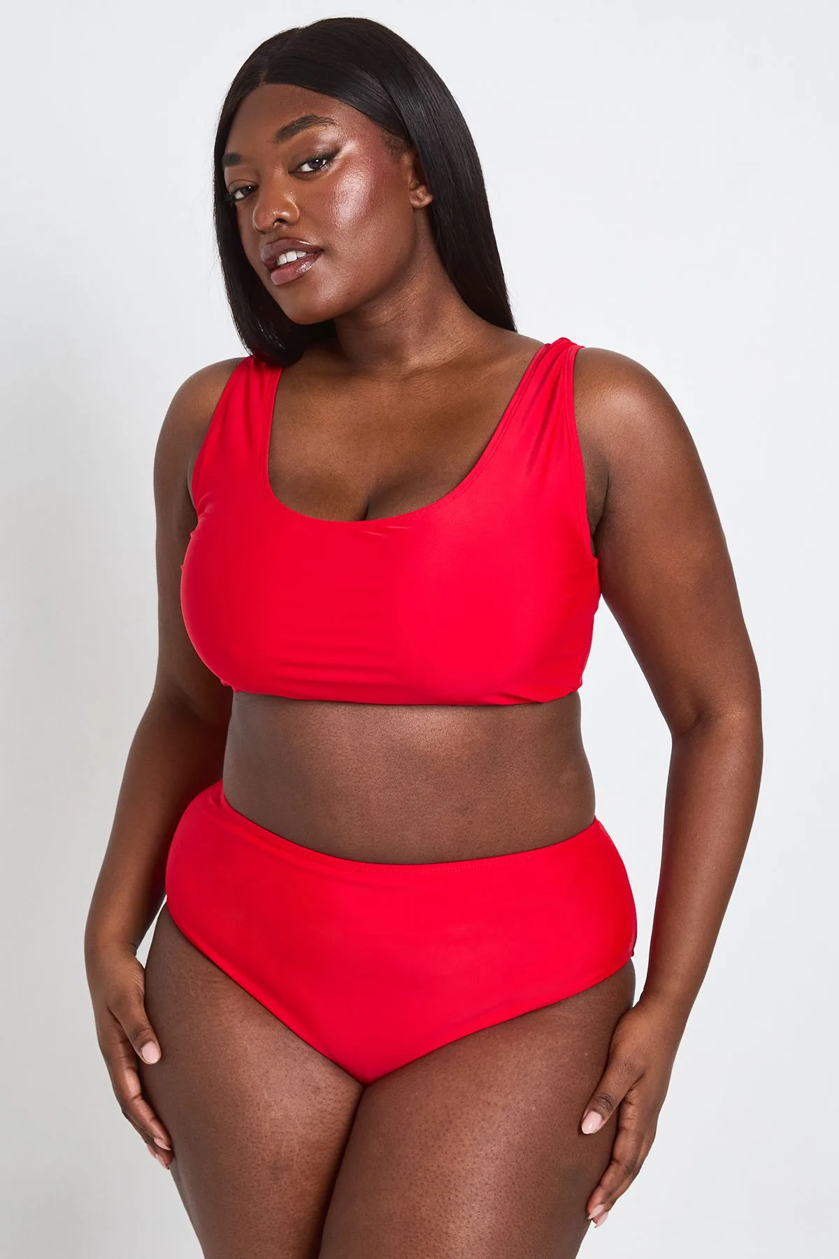 Womens Plus Essentials Scoop Bikini Top - Red Polyamide - Size 20 Uk - Boohoo - FashionsVida