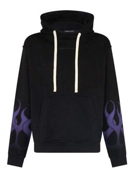 Felpa Leggera Cappuccio Uomo Racing Flames Hoodie Black/purple