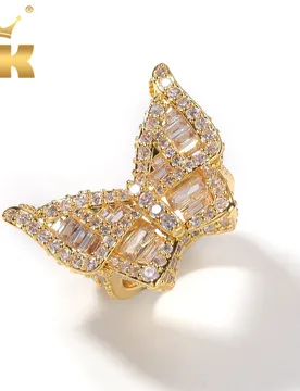 THE BLING KING Men Hiphop Ring Baguettecz Cluster Square Cut Large Butterfly Shape Cubic Zirconia Gold Color Party Ring Jewelry - Aliexpress - FashionsVida